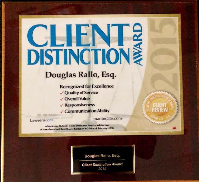 Lawyers.com Client Distinction Award Douglas Rallo